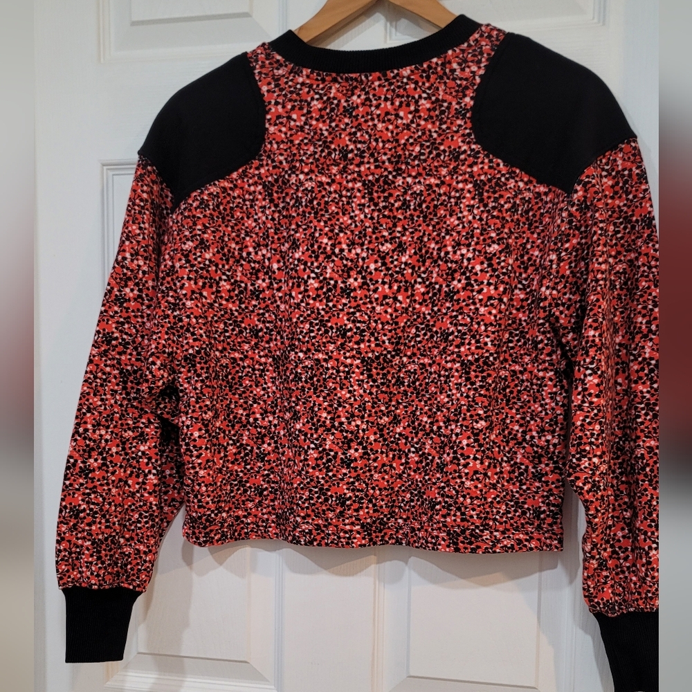 Rebecca Minkoff Sara Floral Print French Cottonterry Cropped Sweatshirt - Picture 2 of 7